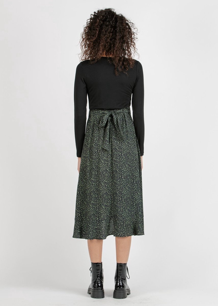 Midi zwangerschaps- en voedingsjurk met rok met print Marta, groen XXL