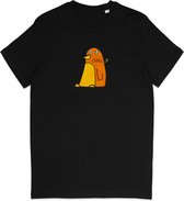 T Shirt Heren - T Shirt Dames - Grappige Vogel Illustratie Chill - Zwart - XL
