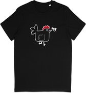 T Shirt Heren - T Shirt Dames - Minimalistische Kip Illustratie - Zwart - S