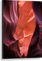 WallClassics - Canvas - Antelope Canyon Ravijn - 60x90 cm Foto op Canvas Schilderij (Wanddecoratie op Canvas)