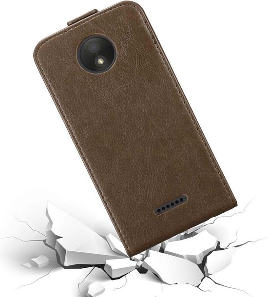 Coque Cadorabo pour Motorola MOTO C PLUS en COFFEE BROWN - Coque de protection au design rabattable avec fermeture magnétique