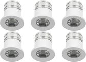 LED Veranda Spot Verlichting 6 Pack - Velvalux - 3W - Warm Wit 3000K - Inbouw - Dimbaar - Rond - Mat Wit - Aluminium - Ø31mm