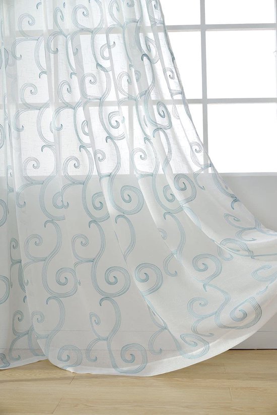 Rideau En Voile Transparent Avec œillets - 1 Pièce 300x250 Cm, Aspect Lin, Pour Salon Ou Chambre