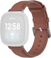 By Qubix geschikt voor Fitbit Versa 3 - Fitbit Versa 4 - Fitbit Sense 1 - Fitbit Sense 2 leren bandje - Bruin Smartwatchbandje bandje Armband Polsband Strap Band Watchband