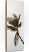 Hout - Palmboom in de Wind - 30x90 cm - 9 mm dik - Foto op Hout (Met Ophangsysteem)