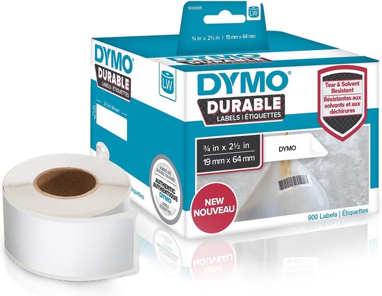 Foto: Dymo lw labels 19 mm x 64 mm met polypropyleen 900 labels