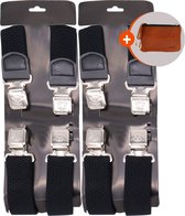 Safekeepers bretels heren - Bretels - bretels heren volwassenen -  bretellen voor mannen - bretels heren met brede clip - X model - 2 Stuks -2 x Zwart