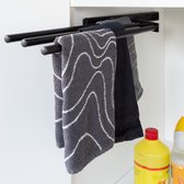 Eleganca Uittrekbaar Handdoekrek – Handdoekhouder uitschuifbaar – Handdoekstang keuken of badkamer – Horizontaal en verticaal te gebruiken – 2 armen – Aluminium – Zwart