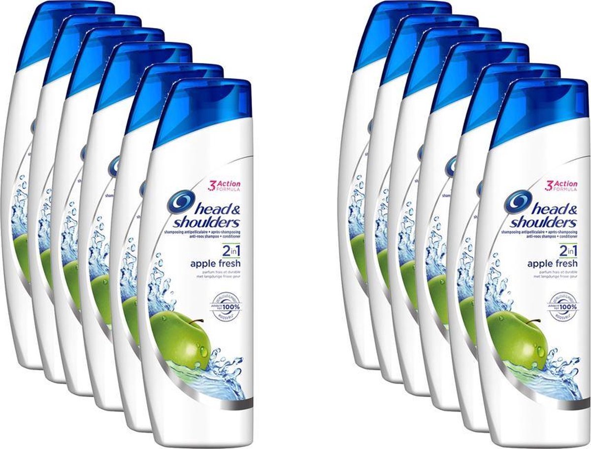 Head & Shoulders Apple Fresh 2-in-1 - Voordeelverpakking 12 x 270 ml - Anti-roos Shampoo