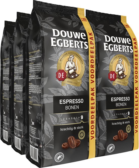 Douwe Egberts Espresso Koffiebonen - 4 x 1000 gram - Extra grote verpakking