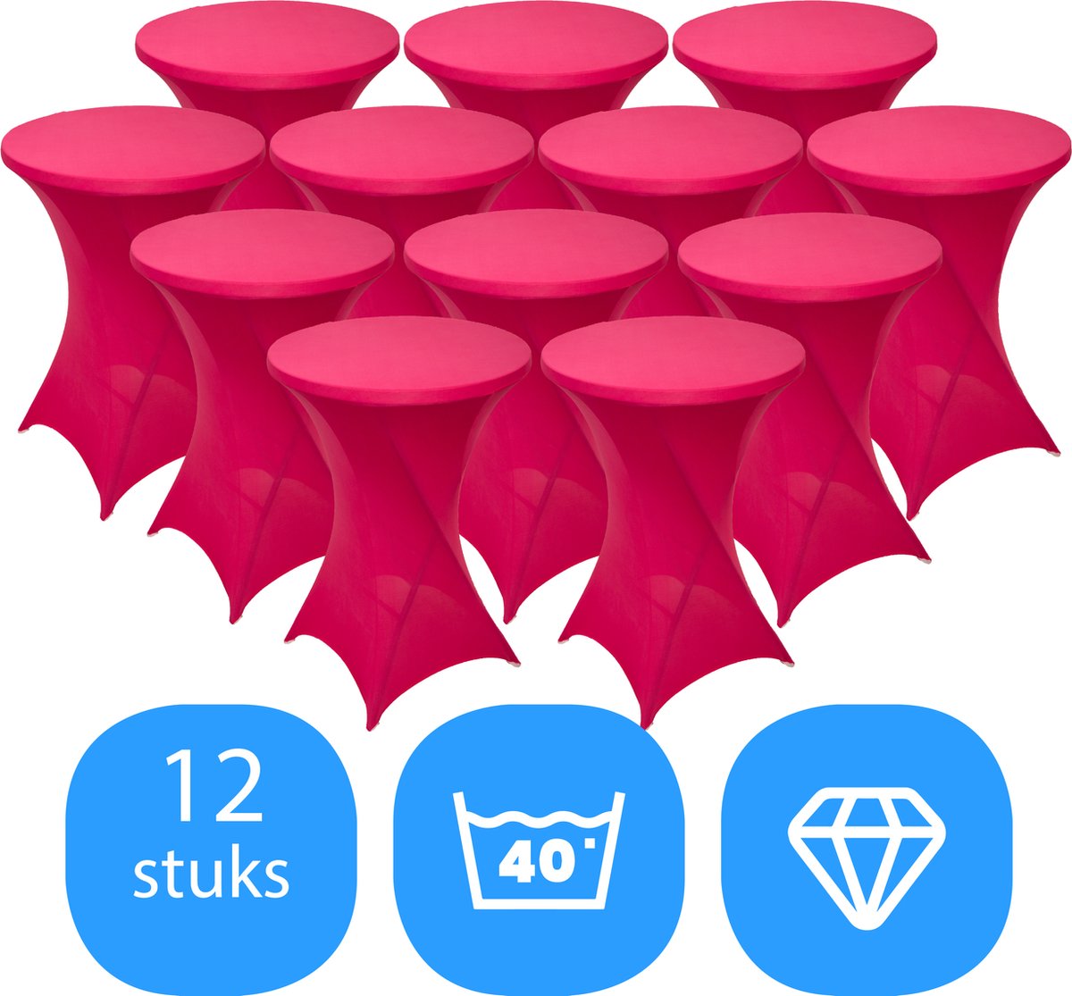 Statafelrok Roze x 12 – ∅80-85 x 110 cm – Statafelhoes Stretch 12 Stuks – Tafelhoezen voor Statafel Sta Tafel Hoes | Staantafelhoes - Geschikt voor Horeca Evenementen | Cocktailparty | Trouwerij