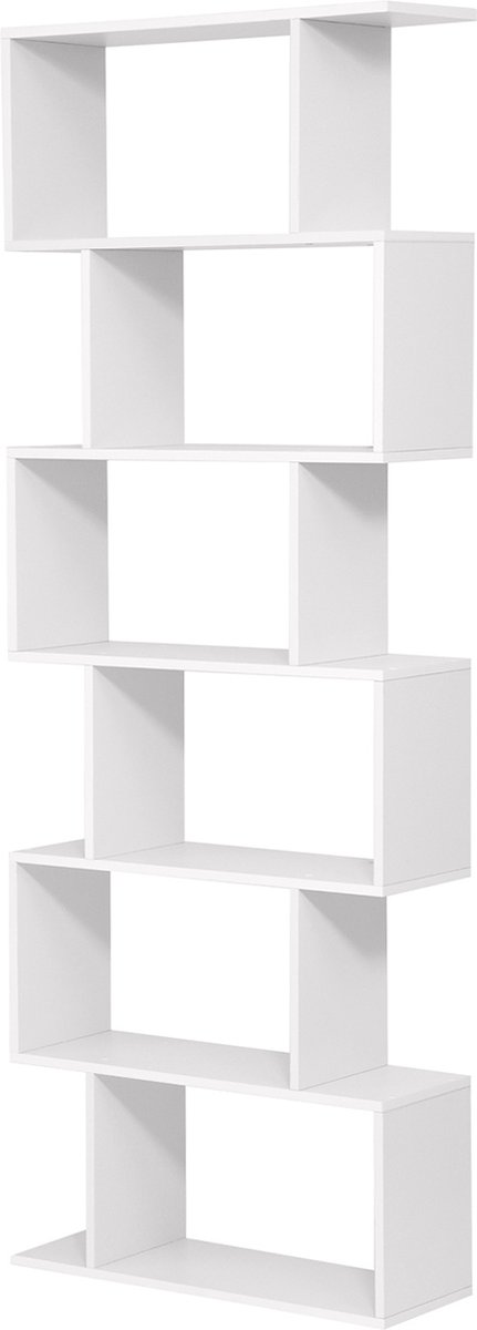 Signature Home Corsica Boekenrek - Vrijstaande boekenkast met 6 niveaus - boekenkast - stellingkast staande display unit vrijstaande kast decoratief 6 niveaus - wit