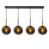 KLIMliving Bora - Hanglamp eetkamer - Design hanglampen - Hanglamp woonkamer - Zwart - Smoke - Hanglamp Industrieel - Hanglamp Modern - Inclusief plafondplaat - Ø50 cm - Rookglas