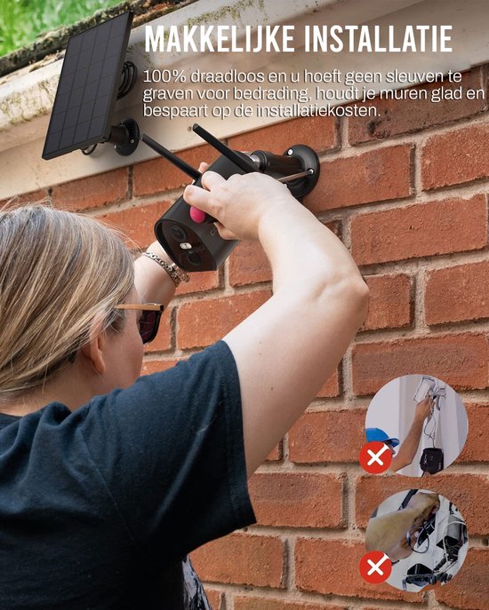 Beveiligingscamera Draadloos voor Buiten Met Zonnepaneel – Camera Beveiliging – Camerabewaking – Wifi