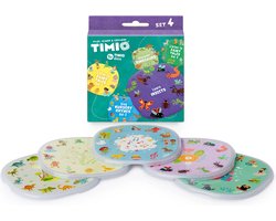 foto van TIMIO Disk Set # 4: 5 Audio-Discs voor de TIMIO Player | Leer 96 Kinderliedjes Vol. 3, 12 Sprookjes Vol. 2, 12 Sprookjes Vol. 3, Dinosauriërs, Insecten | Alles in 8 Talen | Leerspeelgoed van 2-6 Jaar