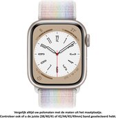 Subtiel Regenboog kleurige Nylon Horloge Bandje geschikt voor Apple Watch 1, 2, 3, 4, 5, 6, 7, 8, SE & Nike+, 38mm, 40mm & 41mm "Vrouwenbreedte" Series - Zacht Geweven Nylon - 38 mm, 40 mm en 41 mm