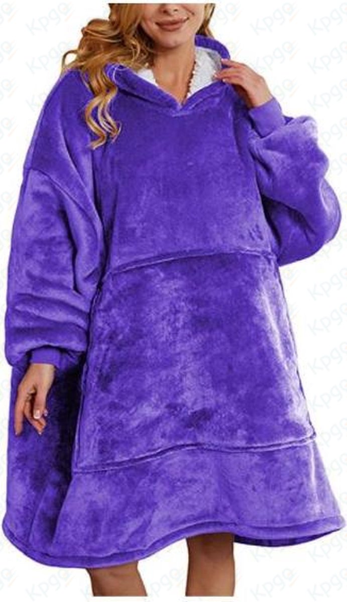 Cuddle Hoodie - Plaid met mouwen - Fleece plaid - Moederdag - Moederdag geschenk - moederdag cadeautje - Chille game trui - Gamers - Chille trui - Hoodie deken - Hoodie - Paars -Huggle hoodie - lekker zacht en dikke stof - paars — cadeau in Wonen & Interieur - foto 3