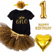 Cakesmash set Wild One Princess goud zwart wit met kleding set en ballonnen - 1e - eerste verjaardag - cakesmash - kinderkleding - decoratie