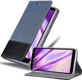Cadorabo Hoesje voor Samsung Galaxy A6 PLUS 2018 in DONKERBLAUW ZWART - Beschermhoes met magnetische sluiting, standfunctie en kaartvakje Book Case Cover Etui