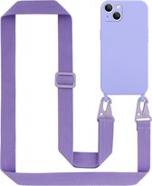 Cadorabo Mobiele telefoon ketting geschikt voor Apple iPhone 14 PLUS in LIQUID LICHT PAARS - Silicone beschermhoes met lengte verstelbare koord riem