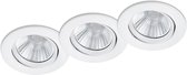 LED Spot 3 Pack - Inbouwspot - Trion Paniro - Rond 5W - Dimbaar - Warm Wit 3000K - Mat Wit - Aluminium - Ø80mm