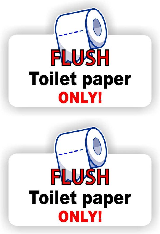 WC stickers Flush toilet paper only set 2 stuks.