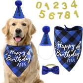 12-delige Honden verjaardags set Birthday Boy blauw - hond - huisdier - verjaardag - bandana - strik - hoed