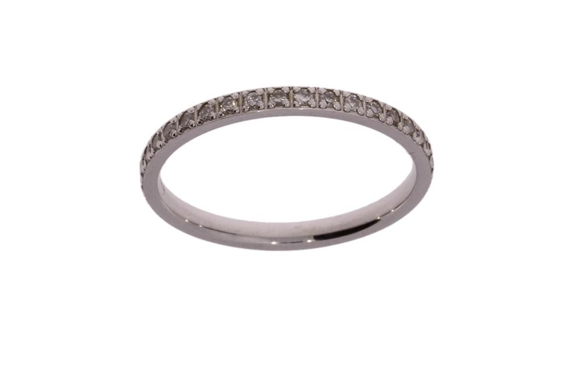 Witgouden damesring - 14 karaat - diamant - aanschuifring - volle alliance ring - uitverkoop van €1276,- voor €1075,-