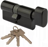Cylindre à bouton noir 30/30 - avec 4 clés - cylindre noir - cylindre de porte avec bouton