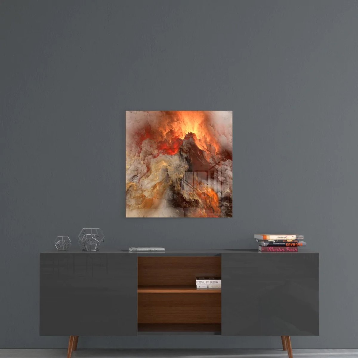 Insigne Art Glazen Schilderijen - Gouden Chaos - Abstract Glasschilderij