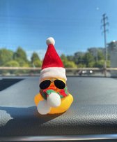 Eend met Zonnebril/ kerst muts - Auto Decoratie Eend - Dashboard Decoratie Eend met Zonnebril - Eendmuts