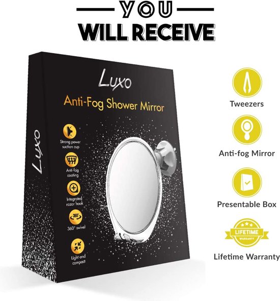 Miroir De Salle De Bain Antibuée Rond - Avec Ventouse Et Porte-rasoir - Pour Douche, Rasage, Maquillage