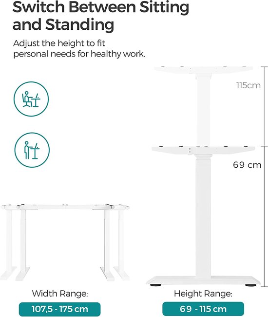 Zit sta bureau elektrisch duo werkplek URBAN