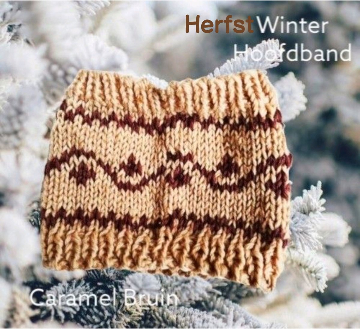 H.A.M.A. - Gebreide Hoofdband Oorwarmers - Bruin / Caramel - Herfst Winter - ZigZag - Kinderen 2-5 yr.