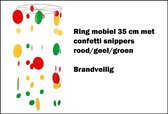 Hang mobiel 35 cm met confetti snippers rood/geel/groen - Brandveilig - Carnaval decoratie festival thema feest sfeer