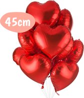 Folie Hartjes Ballon - Rood - 45 CM - 1 Stuk - Geschikt voor Helium