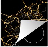 KitchenYeah® Inductie beschermer 78x78 cm - Kaart - Madrid - Goud - Zwart - Kookplaataccessoires - Afdekplaat voor kookplaat - Inductiebeschermer - Inductiemat - Inductieplaat mat