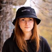 MATTISE Zwart Unisex Bucket Hat — Zwarte One Size Vissershoedje — 100% Katoenen Zonnehoed voor Dames en Heren