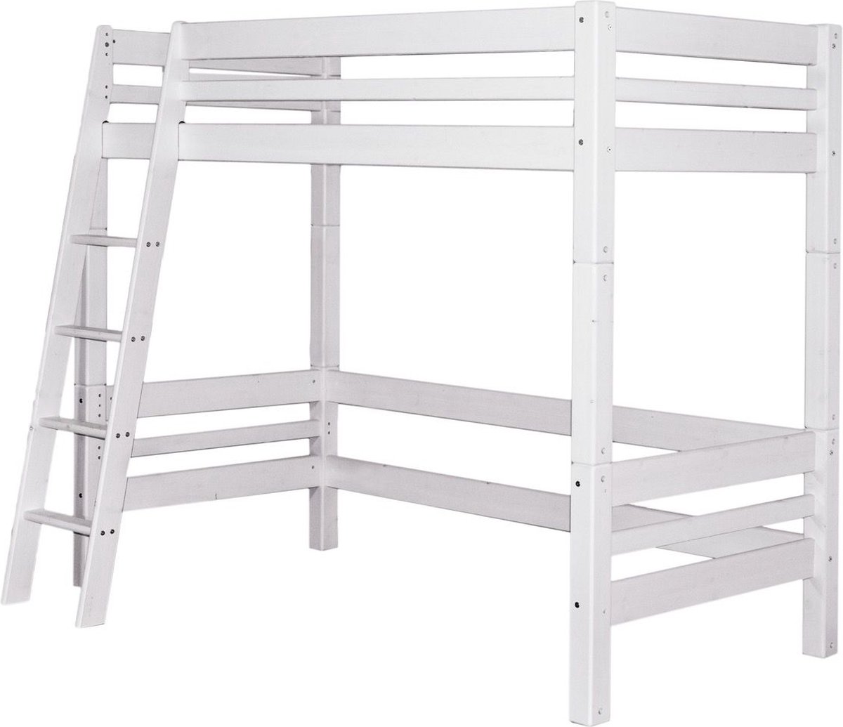 MOJO Hoogslaper schuine ladder White Wash 90 x 200 cm - inclusief montage