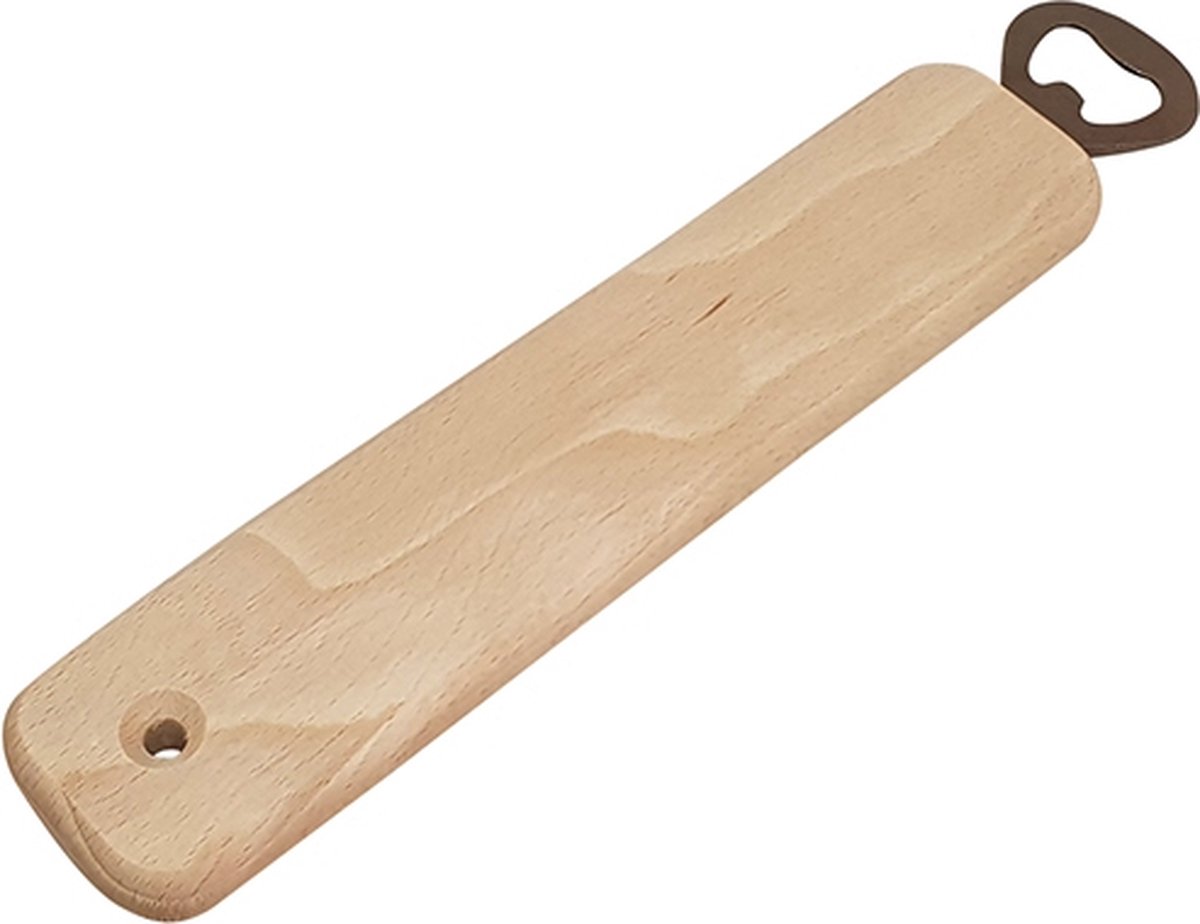 5 Stuks - Grote platte houten flessenopener met handvat in beukenhout - Uitdeelcadeau - Gadgets - Kan gepersonaliseerd worden met naam of logo