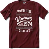 Vintage Legend Sinds 1974 - verjaardag en feest cadeau - Kado tip - T-Shirt - Unisex - Burgundy - Maat XL