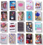 20 cartes de voeux de luxe - Félicitation - 17x12cm - Cartes d'anniversaire pliées avec enveloppes - Assortiment