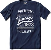 Vintage Legend Sinds 1973 - verjaardag en feest cadeau - Kado tip - T-Shirt - Unisex - Navy Blue - Maat XL