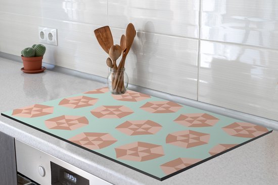 KitchenYeah® Inductie beschermer 80.2x52.2 cm - Zomer - Parasols - Lichtblauw - Kookplaataccessoires - Afdekplaat voor kookplaat - Inductiebeschermer - Inductiemat - Inductieplaat mat