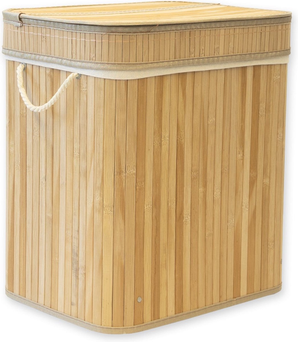 casa pura Bamboe Wasmand - Wassorteerder - Wasbox - Met handvatten - 40 x 30 x 45 cm