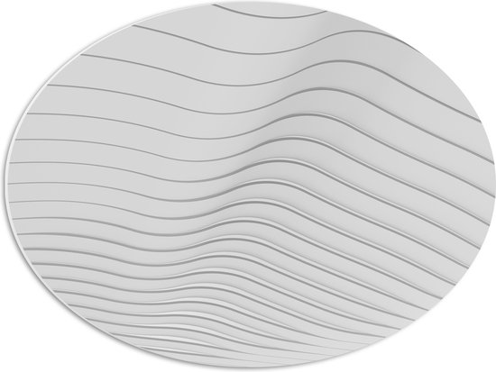 PVC Schuimplaat Ovaal - Golvende Lijnen op Witte Achtergrond - 56x42 cm Foto op Ovaal (Met Ophangsysteem)