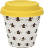 Quy Cup - 90ml Ecologische Reis Beker - Espressobeker “Bee” met Gele Siliconen deksel