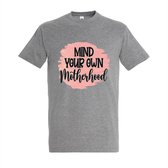 T-shirt Mind your own motherhood - Grey Melange T-shirt - Maat XXL - T-shirt met print - T-shirt dames