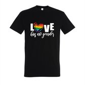 T-shirt Love has no gender - Zwart T-shirt - Maat XL - T-shirt met print - T-shirt heren - T-shirt dames