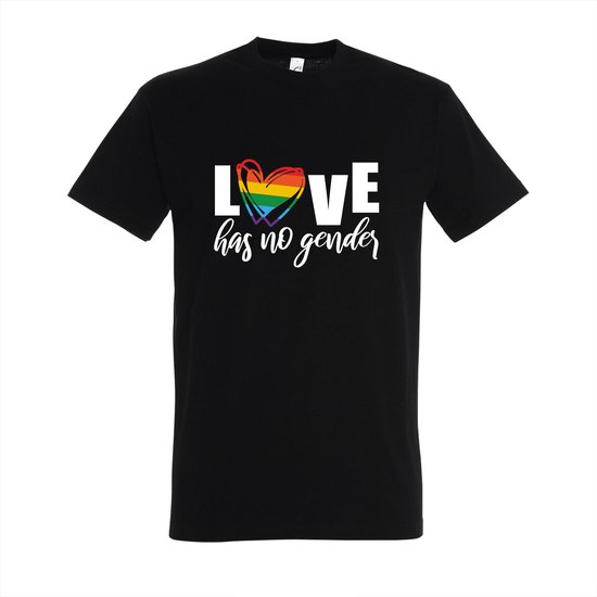 T-shirt Love has no gender - Zwart T-shirt - Maat L - T-shirt met print - T-shirt heren - T-shirt dames